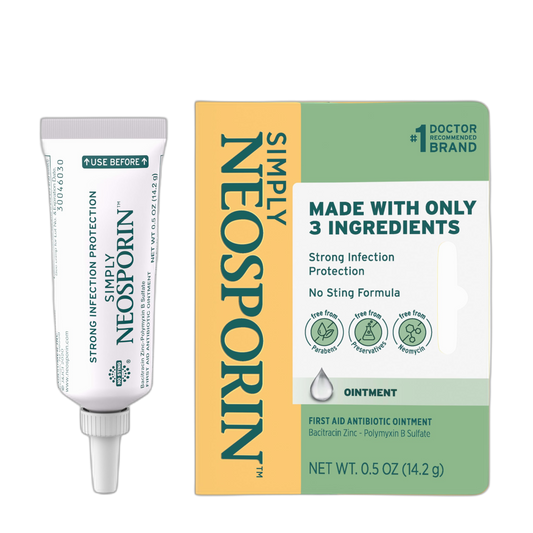 Neosporin Simply Formula 3-Ingredient First Aid Antibiotic Ointment and Wound Care Treatment with Bacitracin Zinc and Polymyxin B Sulfate, Preservative-, Paraben- and Neomycin-Free, 0.5 oz