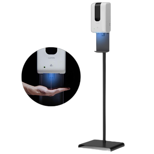 Luxton Home Automatic Hand Sanitizer Dispenser with Stand and Drip Catcher and Refillable Bottle for Restaurants, Schools, Churches - Sanitizer Stand