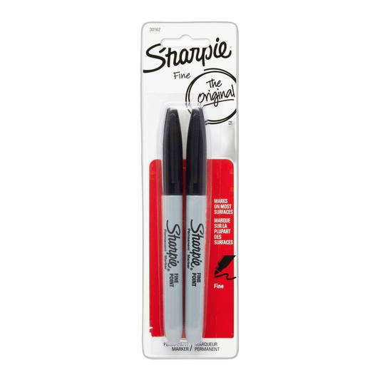 Sharpie Permanent Markers, Fine Point, Black, 2 Ct