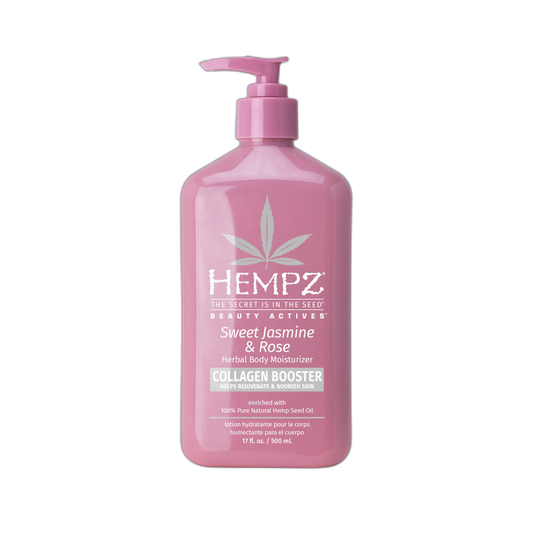 Hempz Sweet Jasmine & Rose Herbal Body Moisturizer for Women, 17 Fl. oz. - Moisturizing Lotion with 100% Pure Hemp Seed Oil, Collagen, Shea Butter - Hydrating Vegan Lotion for Dry Skin