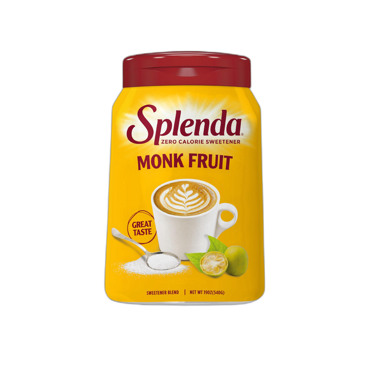 SPLENDA Monk Fruit Zero Calorie Plant Based Granulated Sweetener Jar, 19 oz