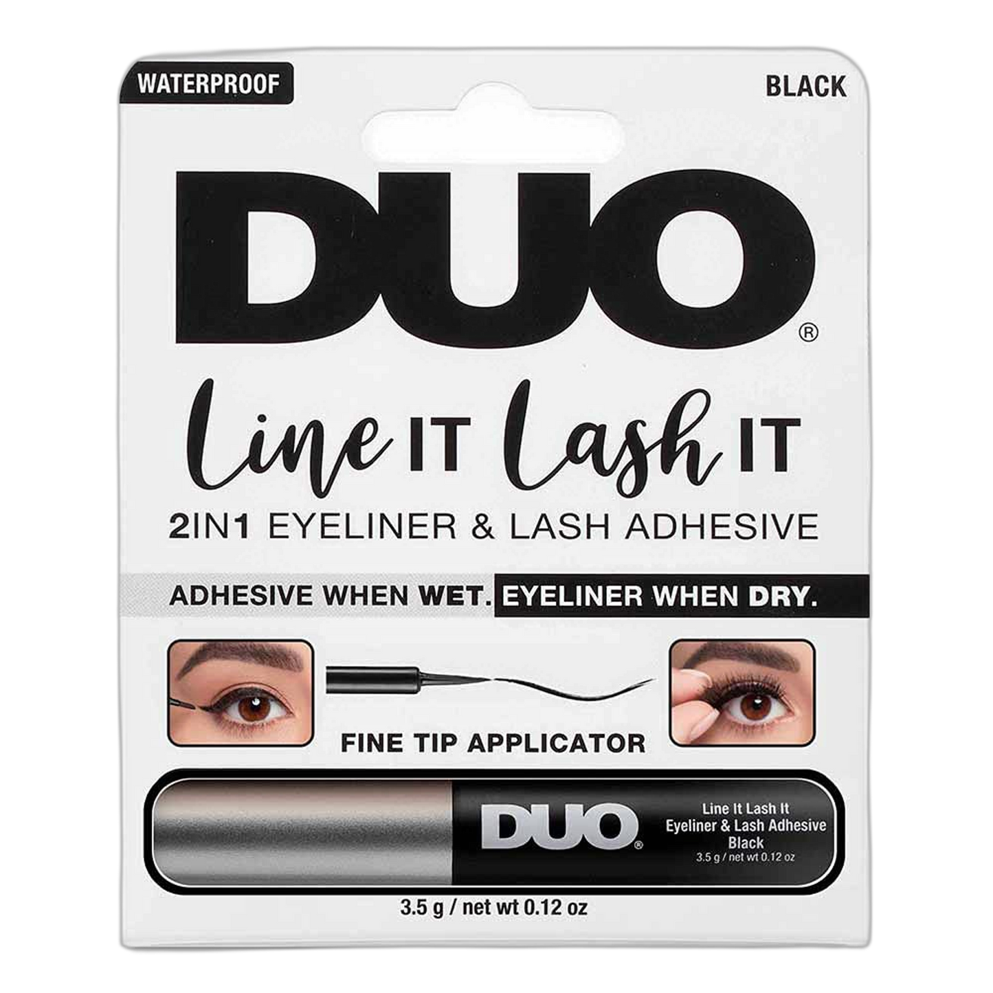 DUO Line It Lash It Lash Glue Liner – Black, 2-in-1 Eyeliner & Eyelash Adhesive for Strip & Cluster Lashes, 0.12 oz
