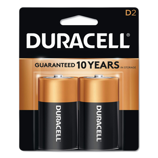 Duracell MN1300B2Z CopperTop Alkaline Batteries, D, 2/PK