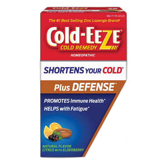 Cold-Eeze Plus Defense Natural Citrus with Elderberry Zinc Lozenges, Homeopathic Cold Remedy, Shortens Common Cold Symptoms, Promotes Immune Health with Sambucus Nigra, Echinacea and Rose HIPS, 25 Ct