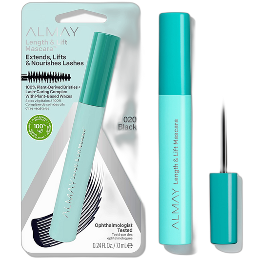 Almay Lengthening Mascara, Volume & Lift, Eye Makeup, Hypoallergenic and-Fragrance Free, 020 Black, 0.24 fl oz.