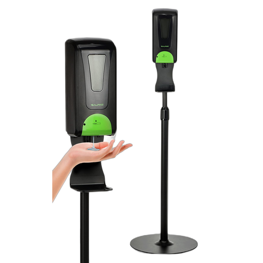 Alpine Automatic Hand Sanitizer Dispenser - Touchless Soap Dispenser with Adjustable Floor Stand for Restaurant, Hospital, School, Hotel, Kitchen and Bathroom -1200mL Black Liquid, Gel