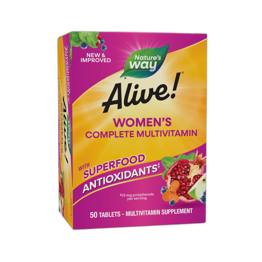 Nature's Way Alive! Daily Complete Multivitamin for Women, Supports Energy Metabolism, Hair, Skin & Nails*, B-Vitamins, Superfood Antioxidants, 50 Tablets (Packaging May Vary)