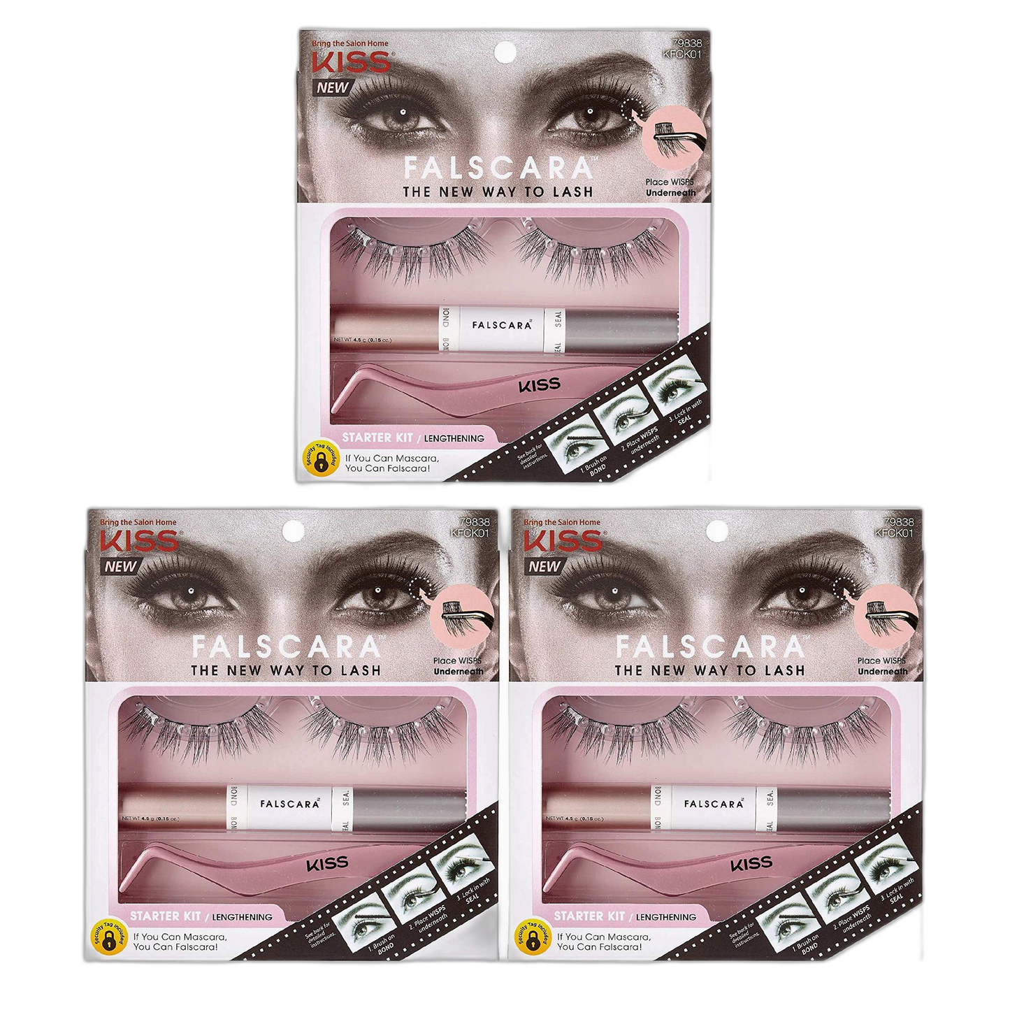 Kiss Falscara Eyelash Starter Kit Lengthening (Pack of 3)