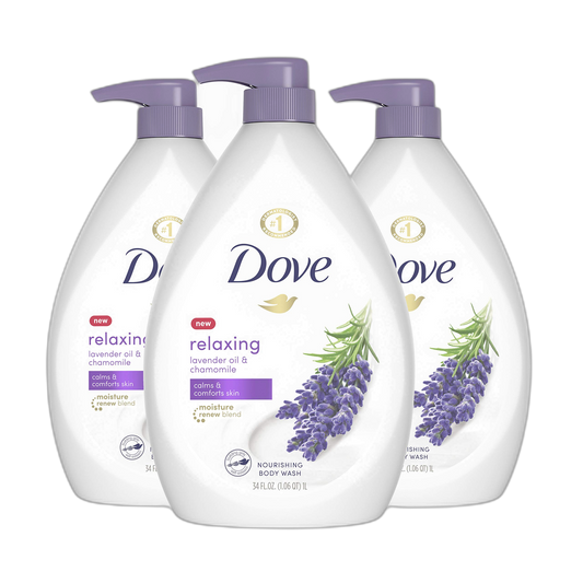 Dove Relaxing Body Wash Pump Calms & Comforts Skin Lavender Oil and Chamomile Effectively Washes Away Bacteria While Nourishing Your Skin 34 oz 3 Count