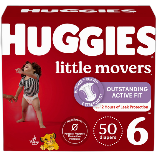 Huggies Size 6 Diapers, Little Movers Baby Diapers, Size 6 (35+ lbs), 50 Count, Packaging May Vary