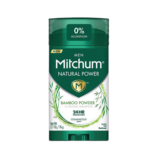MEN Mitchum Natural Power Bamboo Powder for wetness absorption Cedarwood scent- 2.7 oz