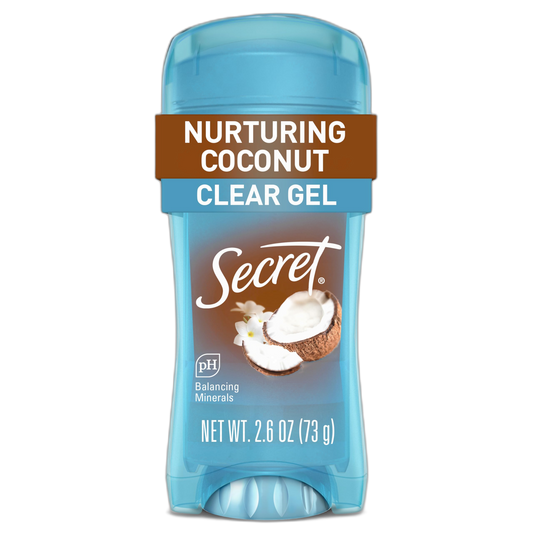 Secret Fresh Antiperspirant Deodorant for Women, 72hr Breathable Sweat & Odor Protection, Instant Freshness & Gentle, PH Balancing Minerals, Clear Gel, Nurturing Coconut Scent, 2.6 oz