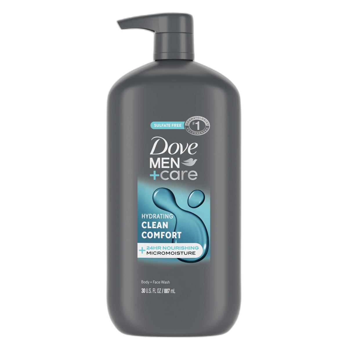 Dove Men+Care Body and Face Wash Hydrating Clean Comfort Men's Body Wash with 24-Hour Nourishing Micromoisture Technology 30 oz