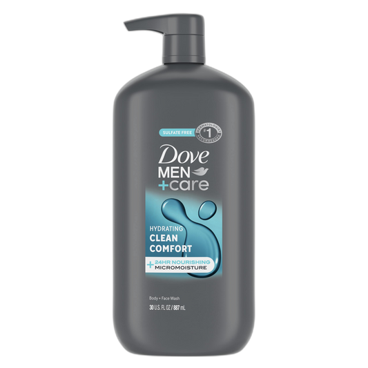 Dove Men+Care Body and Face Wash Hydrating Clean Comfort Men's Body Wash with 24-Hour Nourishing Micromoisture Technology 30 oz