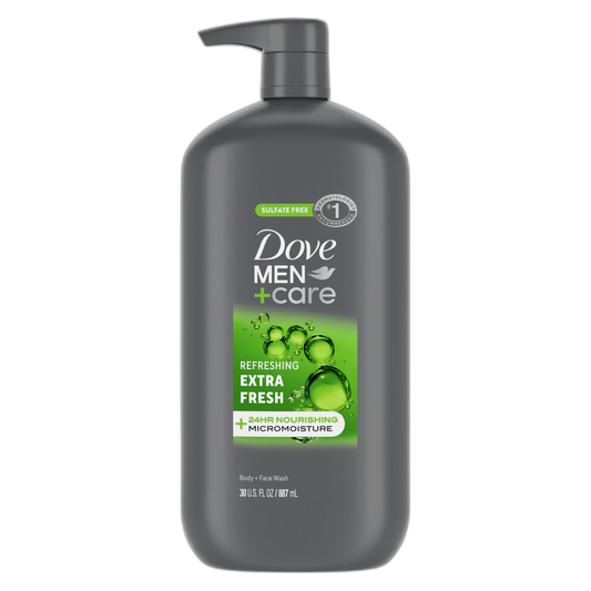 Dove Men+Care Body and Face Wash Refreshing Extra Fresh Men's Body Wash with 24-Hour Nourishing Micromoisture Technology 30 oz