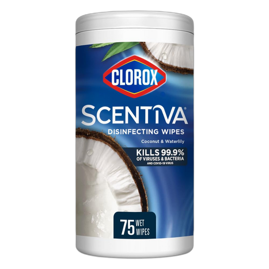 CLOROX Scentiva Disinfecting Wipes, Coconut and Waterlily, 75 Count (Package May Vary)