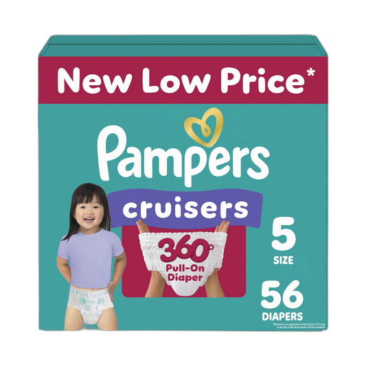 Pampers Diapers - Cruisers 360 - Size 5, 56 Count, Babyproof up to 100% Leakproof Pull-On Diaper