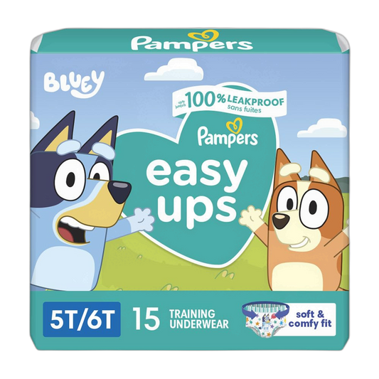 Pampers Training Pants - Easy Ups Boys & Girls Bluey - Size 5T-6T, 15 Count, Children's Potty Underwear (Packaging May Vary)