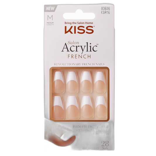 Kiss Salon Acrylic French 28 Count Medium Length Tapered (Pack of 2)