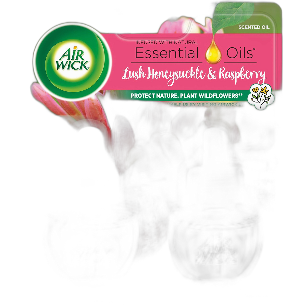 Air Wick Plug in Scented Oil Refill, 2 ct, Lush Honeysuckle and Raspberry, Air Freshener, Essential Oils, Spring Collection