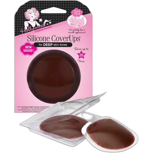 Hollywood Fashion Secrets Silicone Coverups, Hypoallergenic, Reusable, Washable, Gentle on Skin, Ultra Thin, Self Adhesive, Deep Shade, 1 Pack