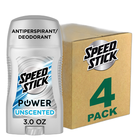 Speed Stick Men's Antiperspirant Deodorant, Unscented, 3 Ounce, 4 Pack