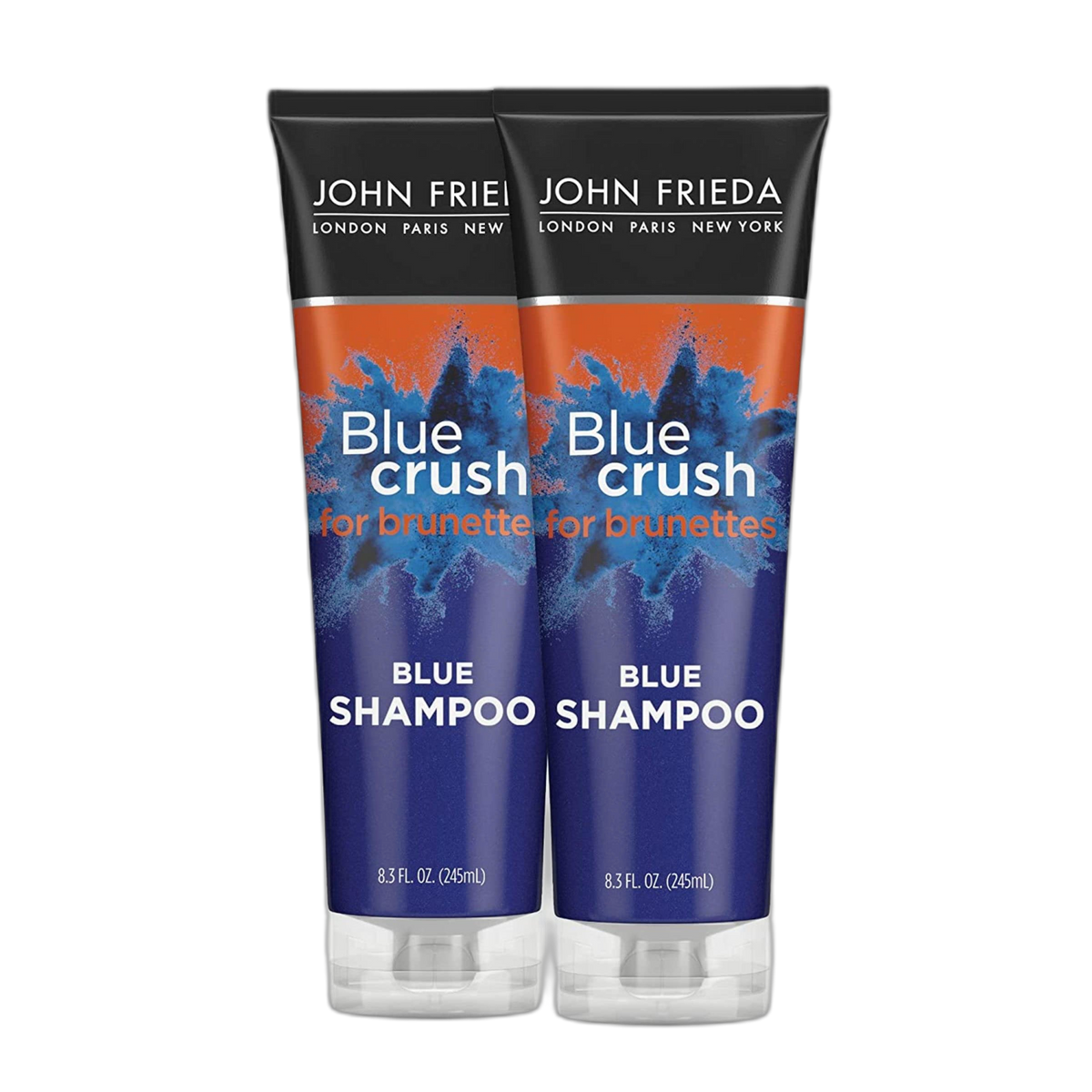 John Frieda Blue Crush Blue Shampoo for Brunettes, Crush Brassy Hair Tones for Brunettes, 8.3 oz (2 Pack)