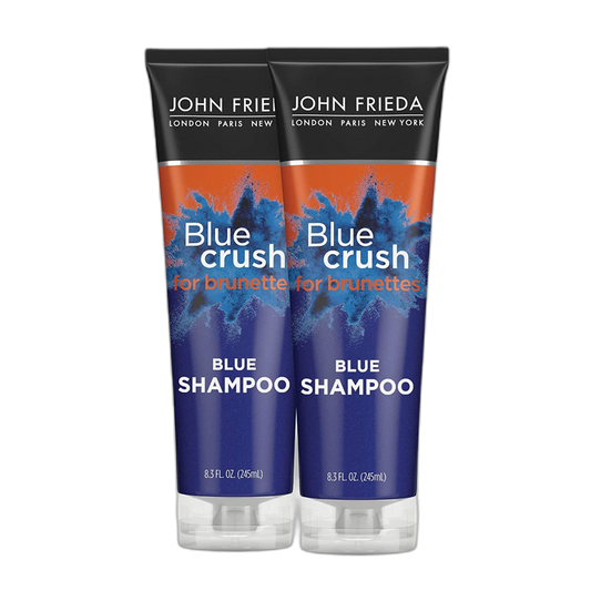 John Frieda Blue Crush Blue Shampoo for Brunettes, Crush Brassy Hair Tones for Brunettes, 8.3 oz (2 Pack)