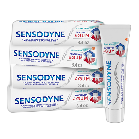 Sensodyne Sensitivity & Gum Sensitive Toothpaste for Gingivitis, Sensitive Teeth Treatment, Clean & Fresh - 3.4 oz (pack of 4)