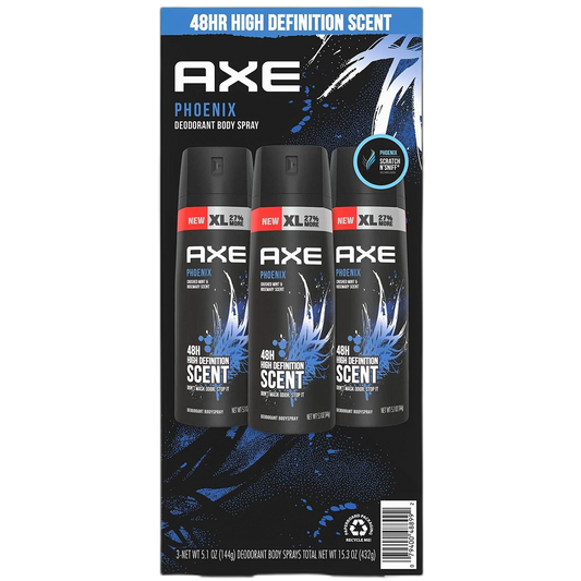 AXE Dual Action Body Spray Deodorant Phoenix, 5.1 Ounce (Pack of 3)