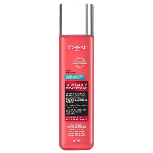 L'Oreal Paris Revitalift 5% Pure Glycolic Acid Peeling Toner with Aloe Vera, Alcohol Free, Fragrance Free 6 fl oz