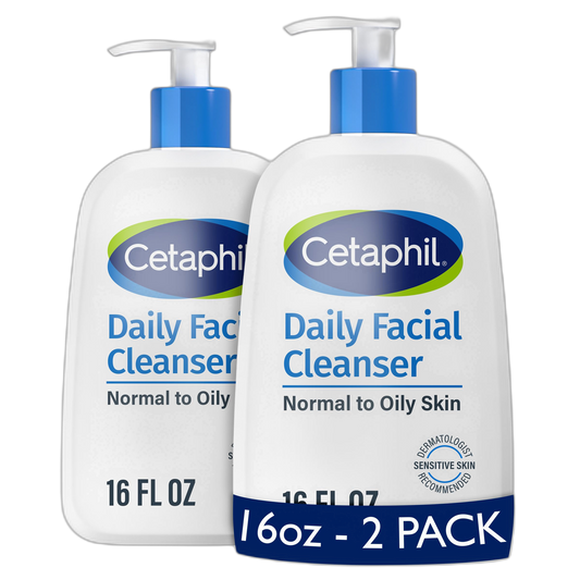 Cetaphil Face Wash, Daily Facial Cleanser for Sensitive, Combination to Oily Skin, NEW 16 oz 2 Pack, Gentle Foaming, Soap Free, Hypoallergenic