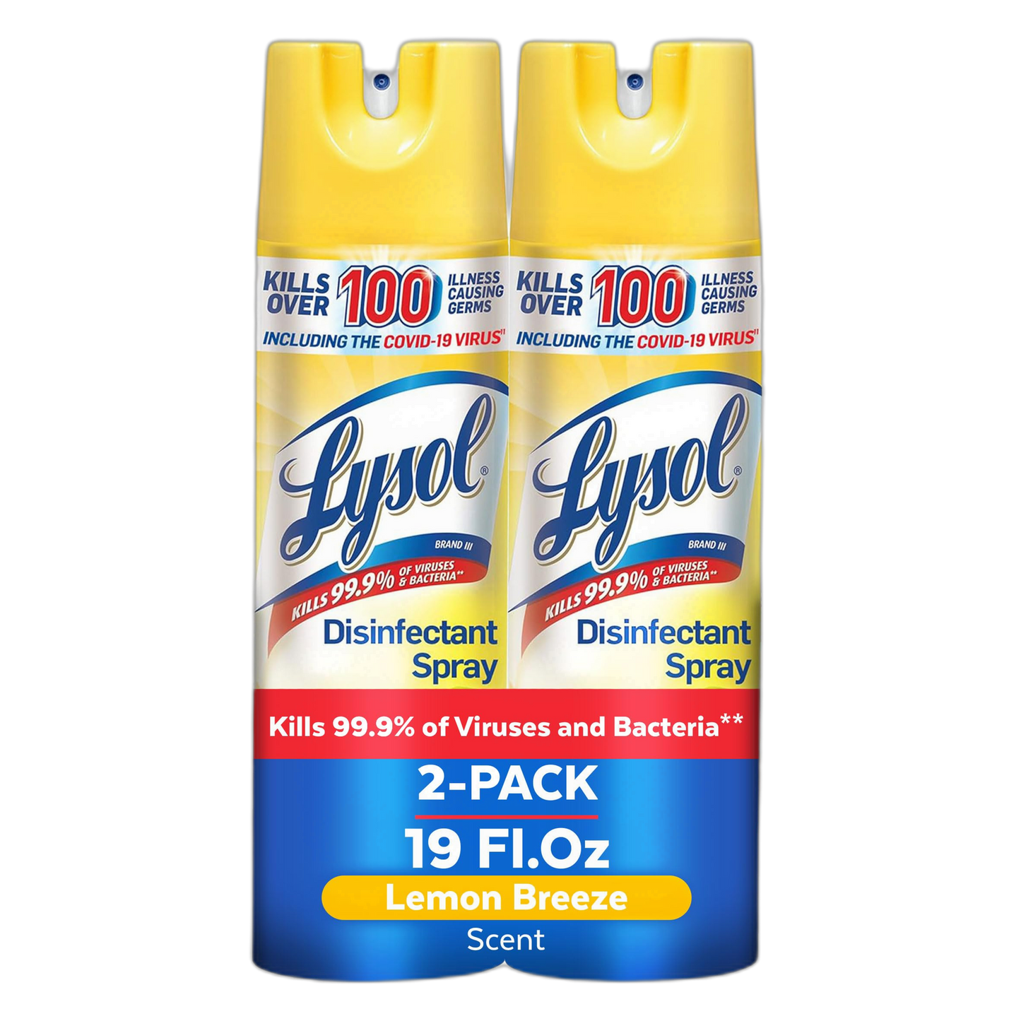 Lysol Disinfectant Spray, Sanitizing and Antibacterial Spray, For Disinfecting and Deodorizing, Lemon Breeze, 19 Fl Oz (Pack of 2), Packaging May Vary