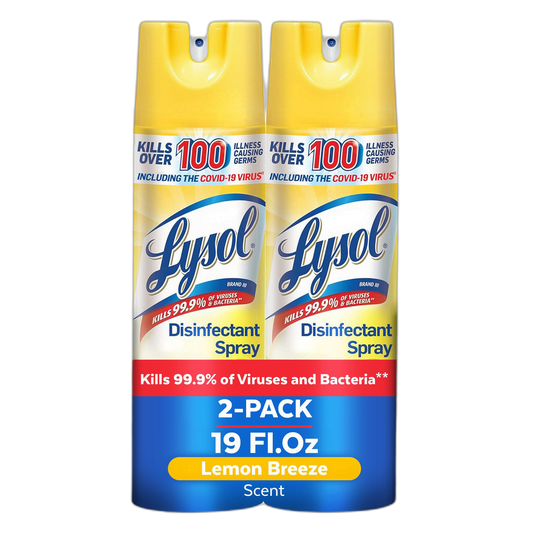 Lysol Disinfectant Spray, Sanitizing and Antibacterial Spray, For Disinfecting and Deodorizing, Lemon Breeze, 19 Fl Oz (Pack of 2), Packaging May Vary