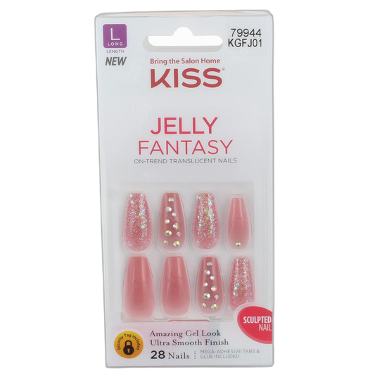 KISS Kiss Jelly Fantasy 28 Count Rosey Long Length (Pack of 2)