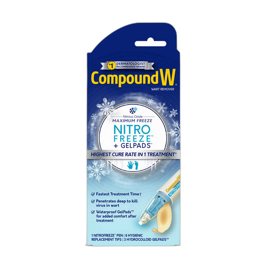 Compound W NitroFreeze + GelPads, Wart Removal, 1 Pen, 8 Replaceable Tips & 3 Waterproof Hydrocolloid GelPads