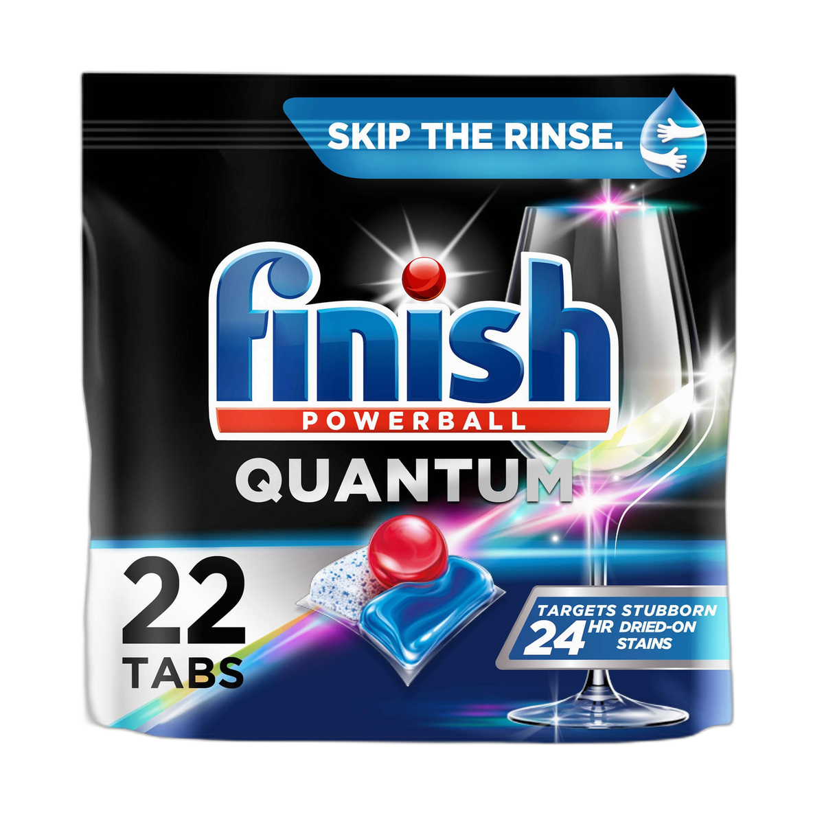 Finish Quantum Dishwasher Pods, No Pre-Rinse Dishwasher Detergent Soap Removes 24HR Dried-On Stain and Grease, Leaving a Virtually Spotless Shine, 22 Count