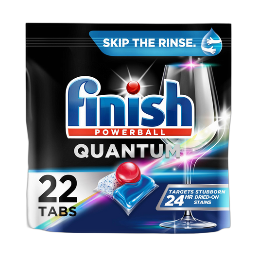 Finish Quantum Dishwasher Pods, No Pre-Rinse Dishwasher Detergent Soap Removes 24HR Dried-On Stain and Grease, Leaving a Virtually Spotless Shine, 22 Count
