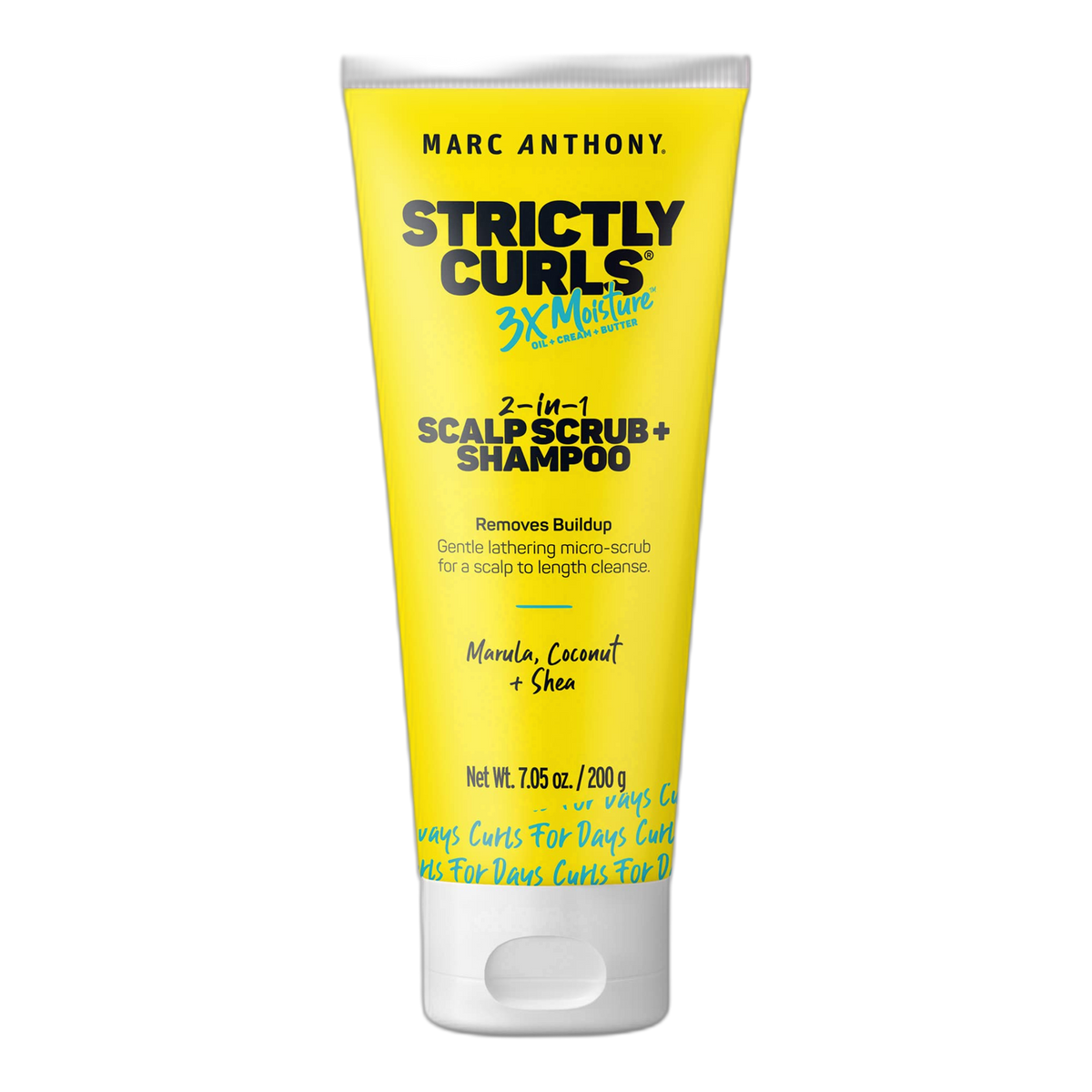 Marc Anthony 2-in-1 Scalp Scrub and Shampoo, Strictly Curls - Deep Cleansing & Exfoliating Shampoo for Curly Hair Removes Buildup with Coconut Oil, Marula Oil, Shea Butter & Bentonite Clay - 7.05 Oz