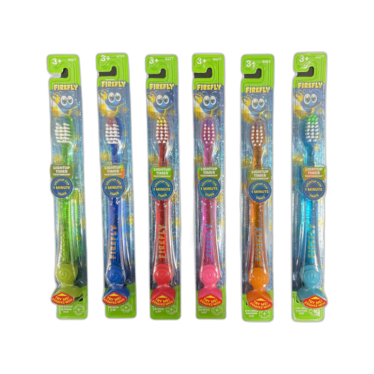 Firefly The Original Flashing Light up Timer Toothbrush for Kids with Suction Cup, 12 Count Pack of 1