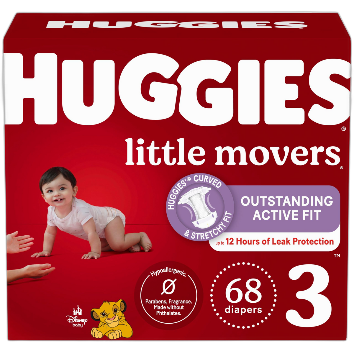 Huggies Size 3 Diapers, Little Movers Baby Diapers, Size 3 (16-28 lbs), 68 Count