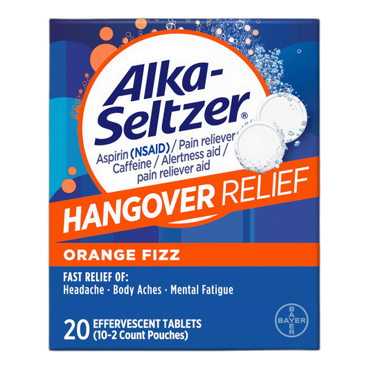 Alka-Seltzer Hangover Relief Effervescent Tablets Formulated for Fast Relief of Headaches, Body Aches and Mental Fatigue, 20CT