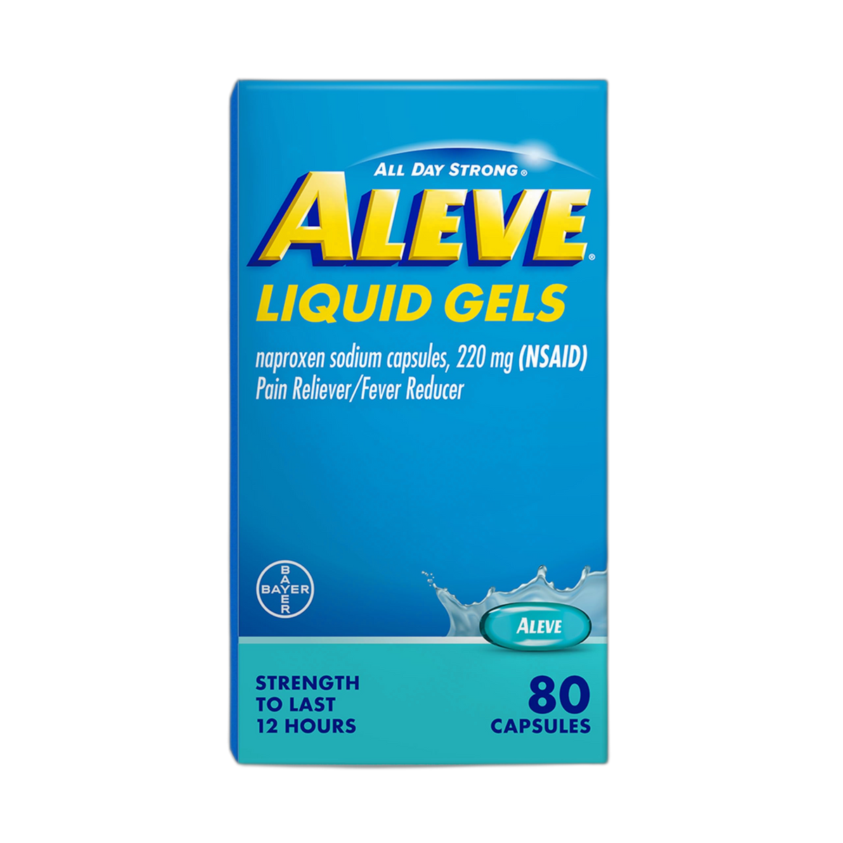 Aleve Pain Reliever & Fever Reducer Liquid Gels, Naproxen Sodium, Pain Relief, 80 Count