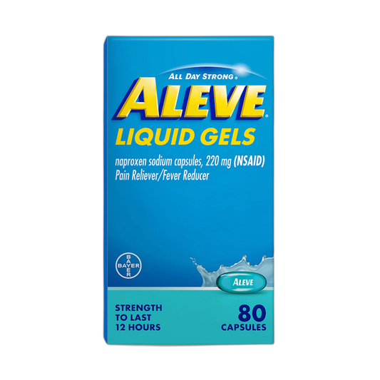 Aleve Pain Reliever & Fever Reducer Liquid Gels, Naproxen Sodium, Pain Relief, 80 Count