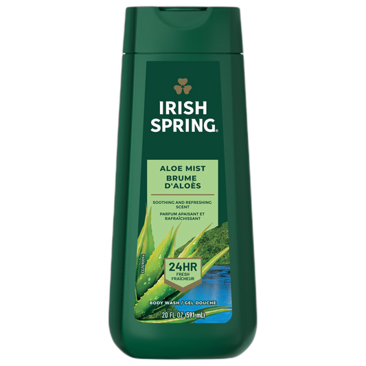 Irish Spring Men's Body Wash Shower Gel, Aloe Mist, 20 Oz, 4 Pack