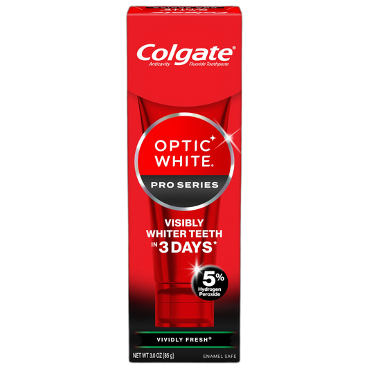 Colgate Optic White Pro Series Whitening Toothpaste with 5% Hydrogen Peroxide, Vividly Fresh, 3 Oz Tube