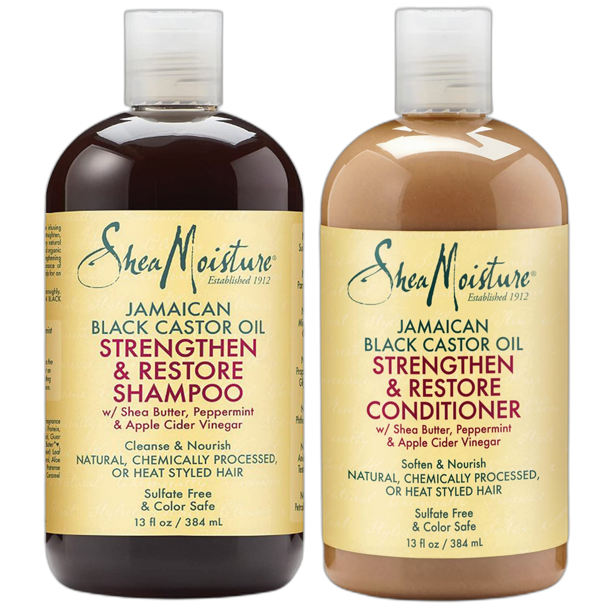 SheaMoisture Strengthen & Restore Shampoo & Conditioner Set –?Jamaican Black Castor Oil for Hair Repair & Frizz Control, 13 Oz Ea