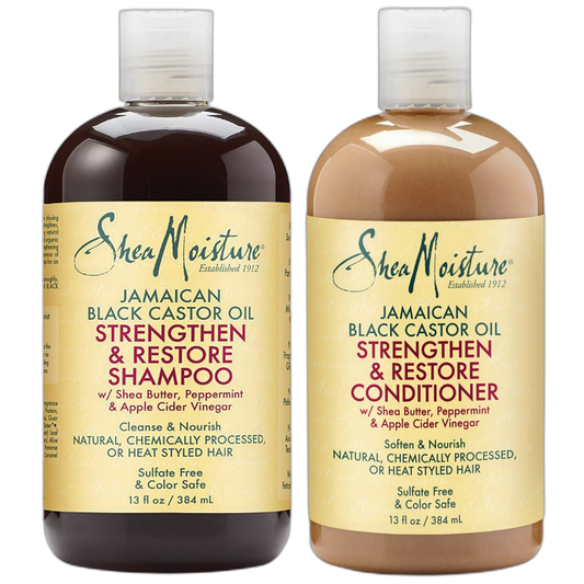 SheaMoisture Strengthen & Restore Shampoo & Conditioner Set –?Jamaican Black Castor Oil for Hair Repair & Frizz Control, 13 Oz Ea