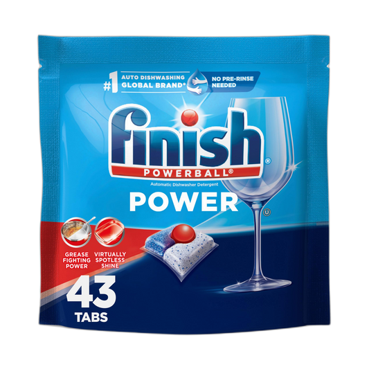 Finish Power Dishwasher Pods, No Pre-Rinse Dishwasher Detergent Soap for Deep Clean & Shine with Degreasing Power, 43 Count