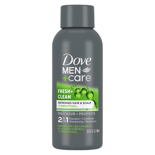 DOVE MEN + CARE Fortifying 2 in 1 Shampoo and Conditioner Fresh and Clean with Caffeine for Normal to Oily Hair Helps Strengthen Thinning Hair 3 oz
